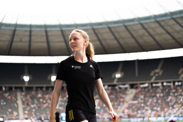 Neele Eckhardt (LG Goettingen) im Dreisprung waehrend der deutschen Leichtathletik-Meisterschaften im Olympiastadion am 25.06.2022 in Berlin